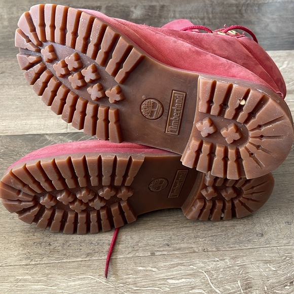 Red Timberland Rebolt Suede Leather Boots Size 4 - Picture 8 of 8